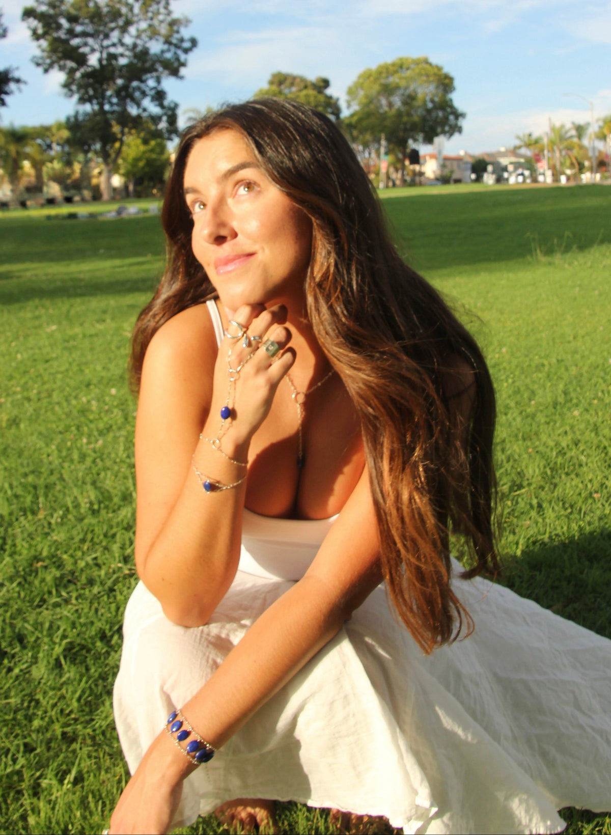 Lapis hand chain