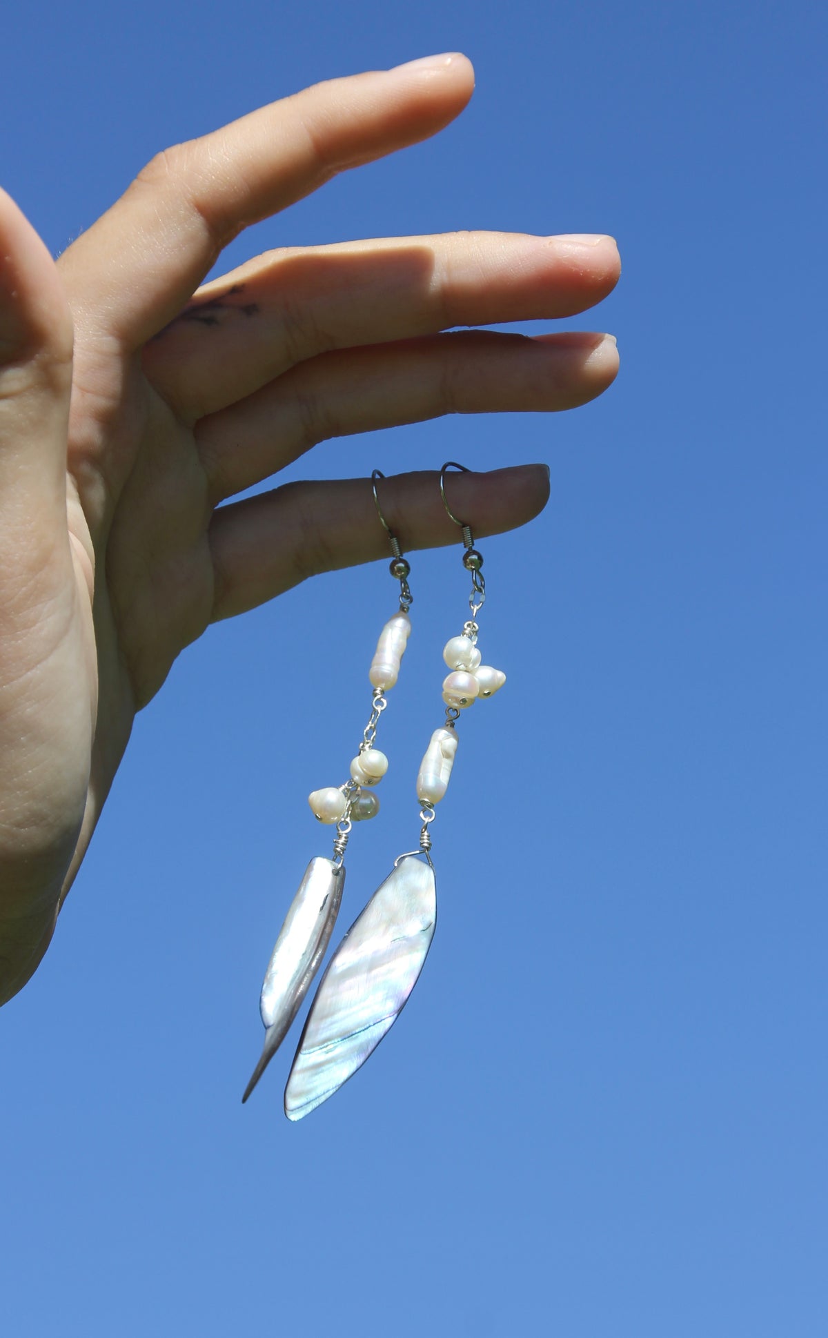 Aqua petal earring