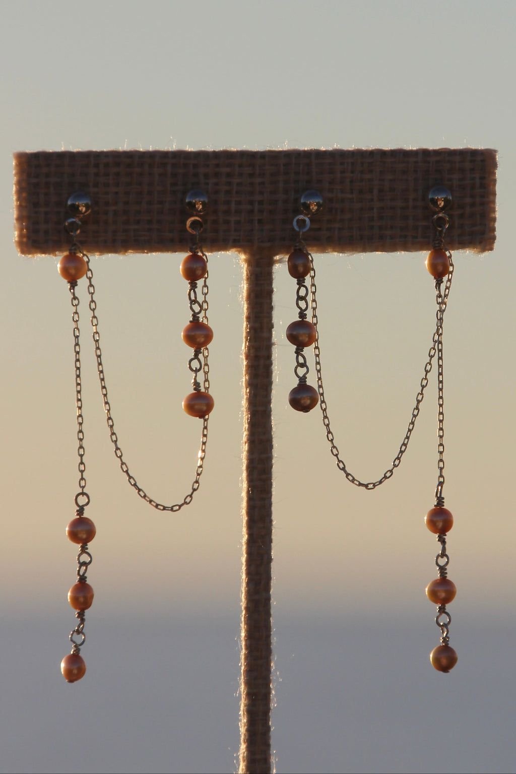 Golden twin drop earrings