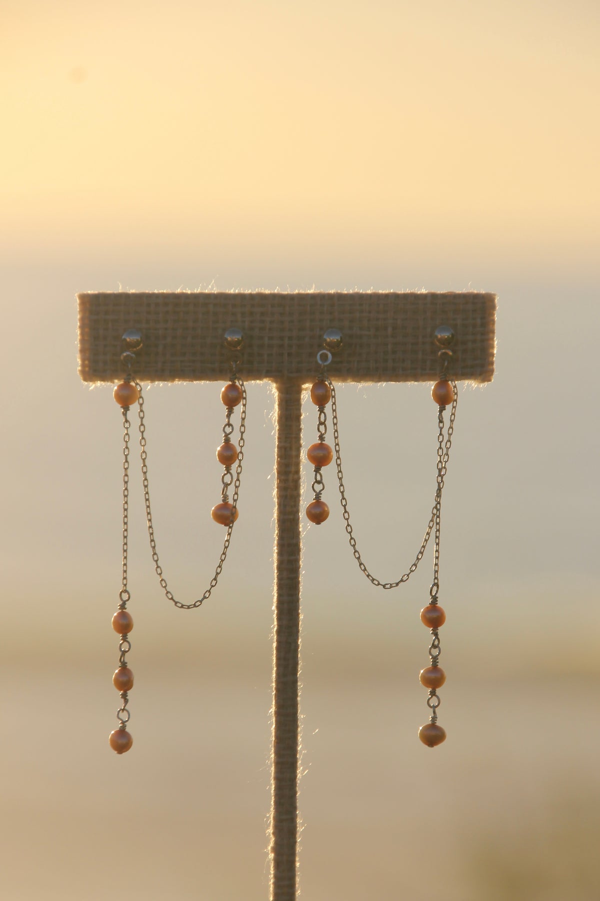 Golden twin drop earrings