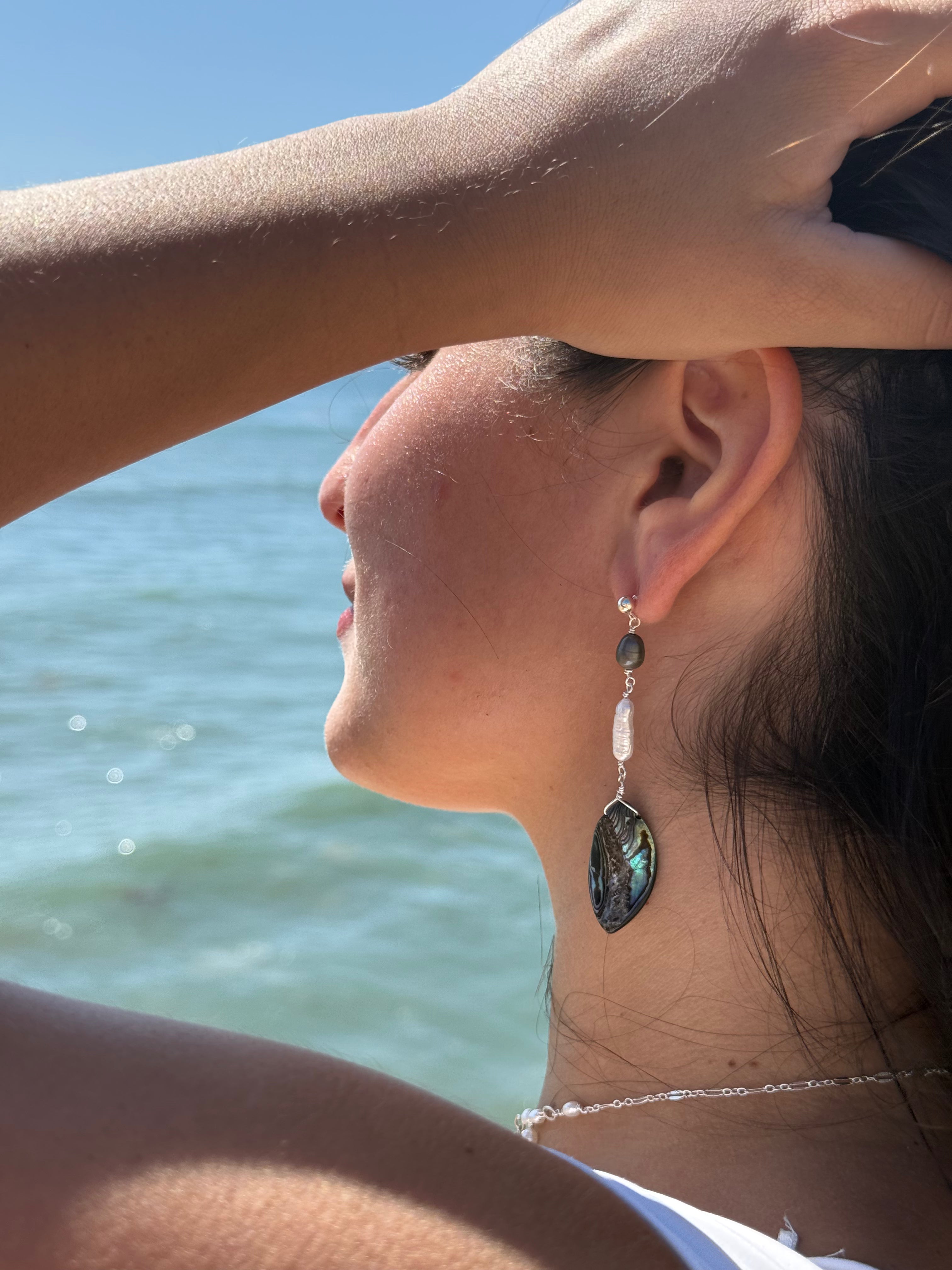 Mosaic pearl earring