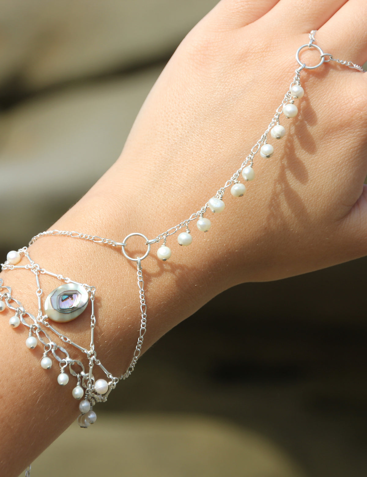 Mother of pearl charm hand chain