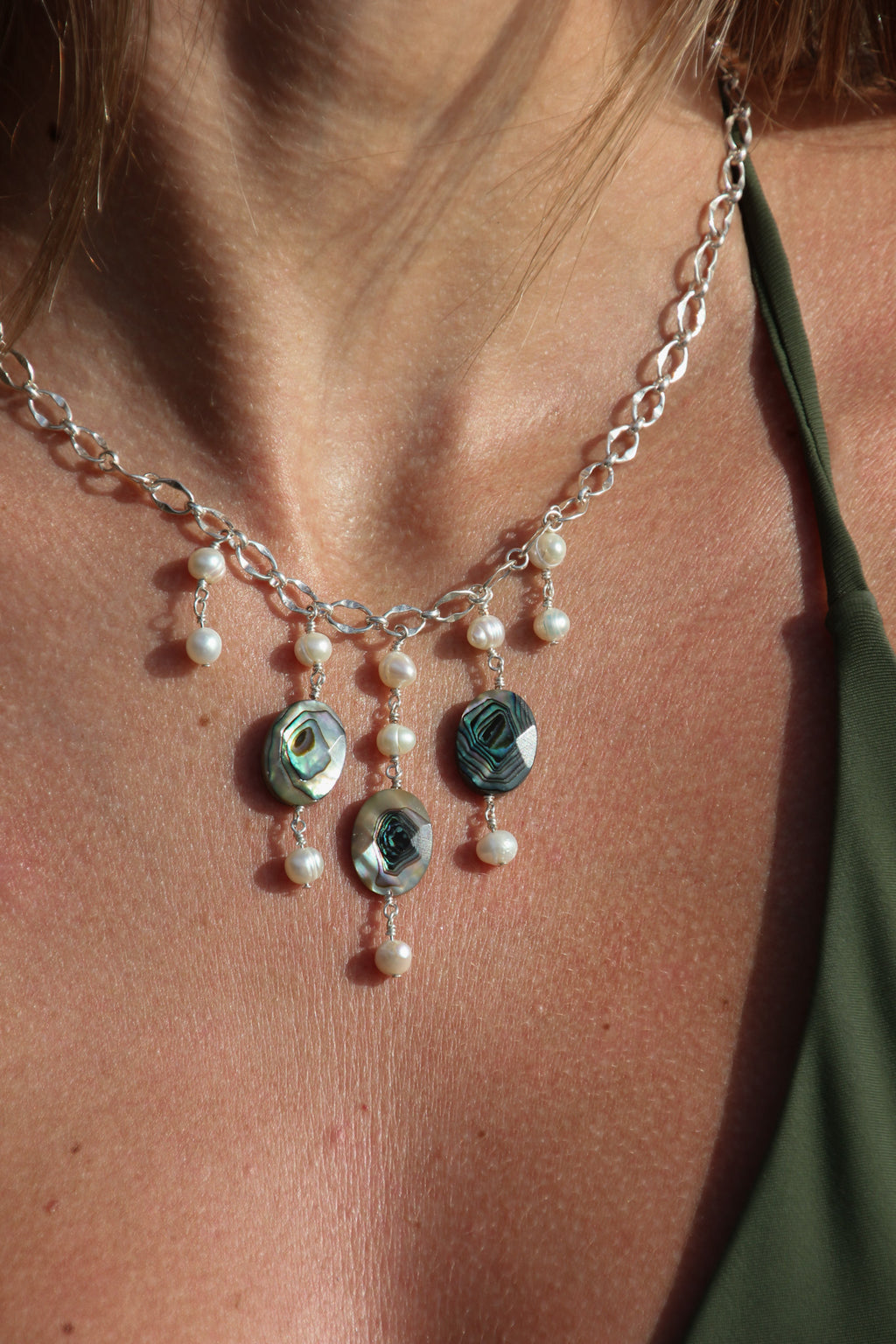 Abalone drop necklace