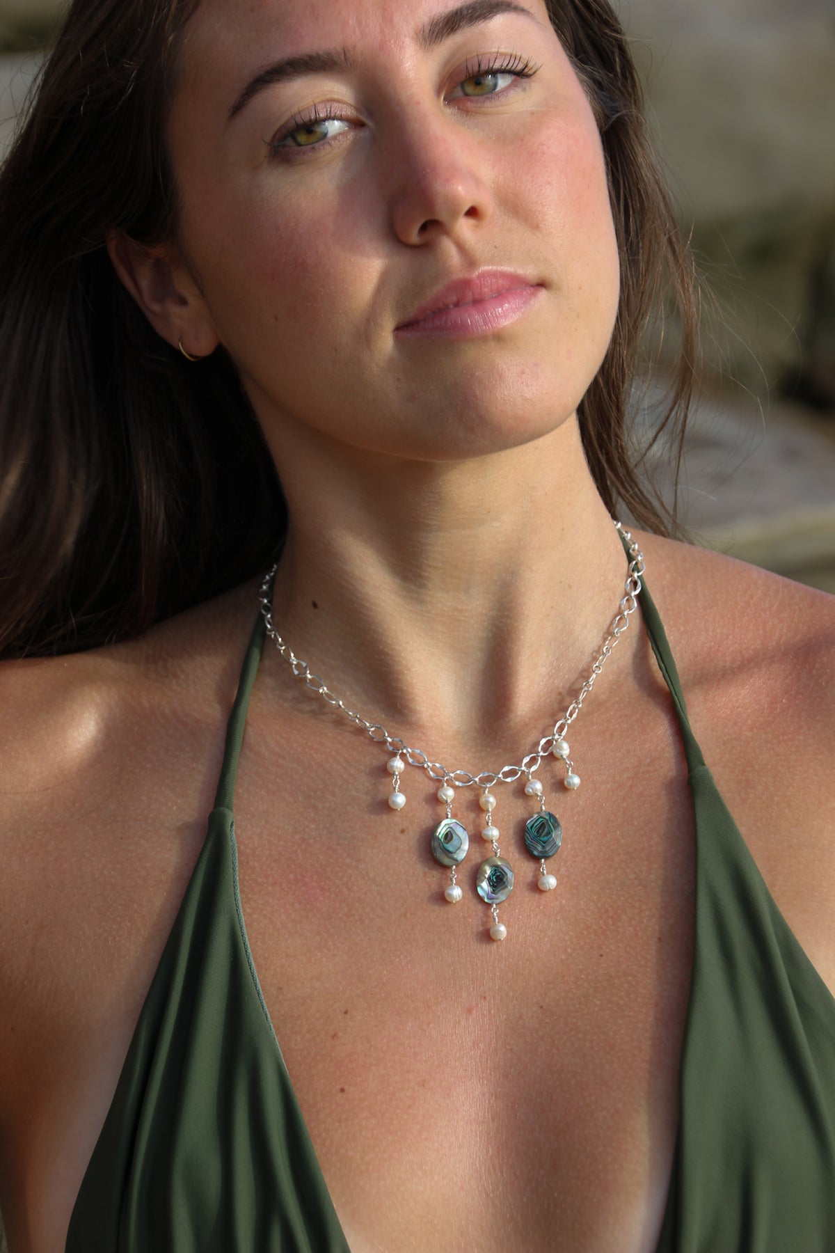 Abalone drop necklace
