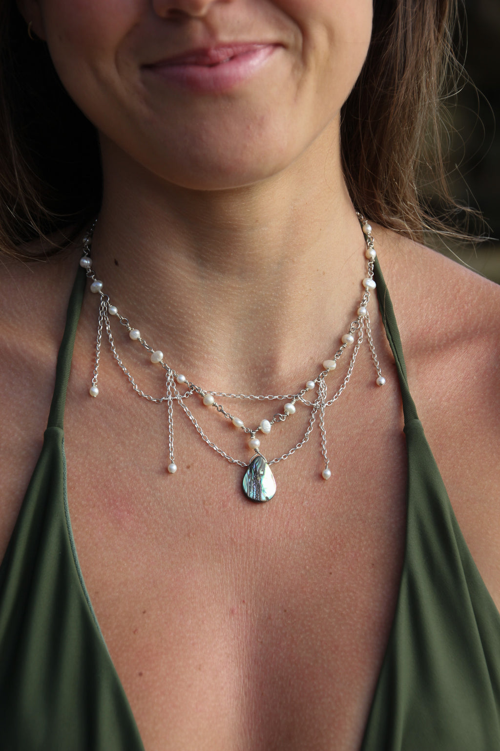 Abalone cascade necklace