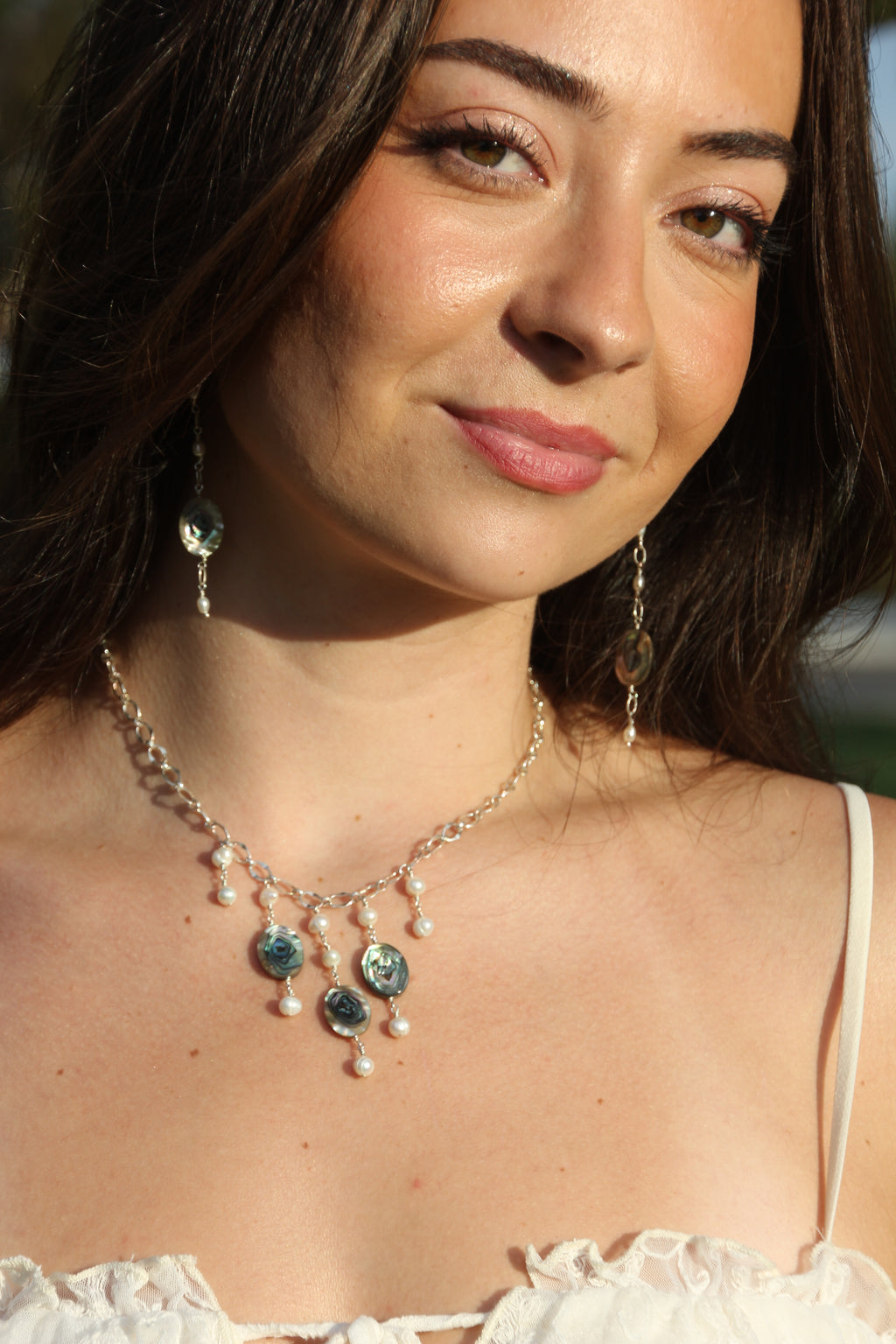 Abalone drop earring